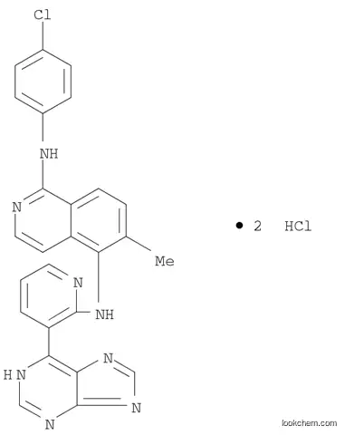 Molecular Structure of 1191385-19-9 (1,5-IsoquinolinediaMine, N1-(4-chlorophenyl)-6-Methyl-N5-[3-(9H-purin-6-yl)-2-pyridinyl]-, (Hydrochloride) (1:2))
